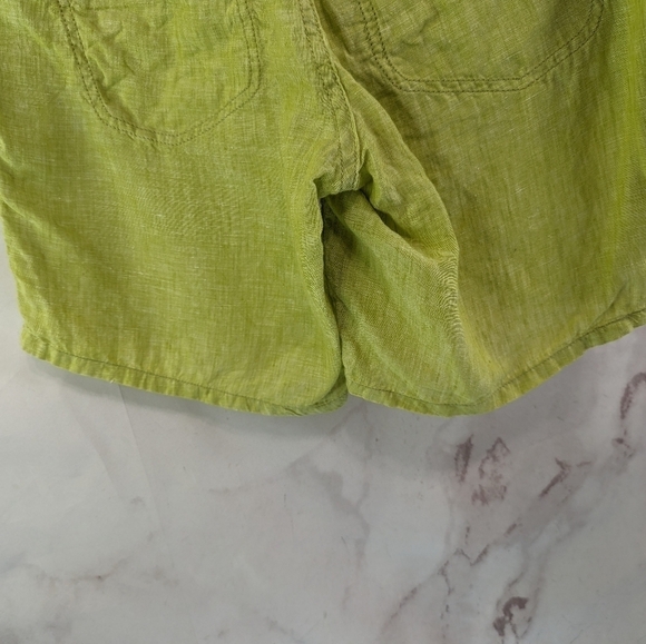 Toad & Co Shorts Womens Small Linen Roll Bermuda Pull On Elastic Chartreuse - Picture 7 of 11
